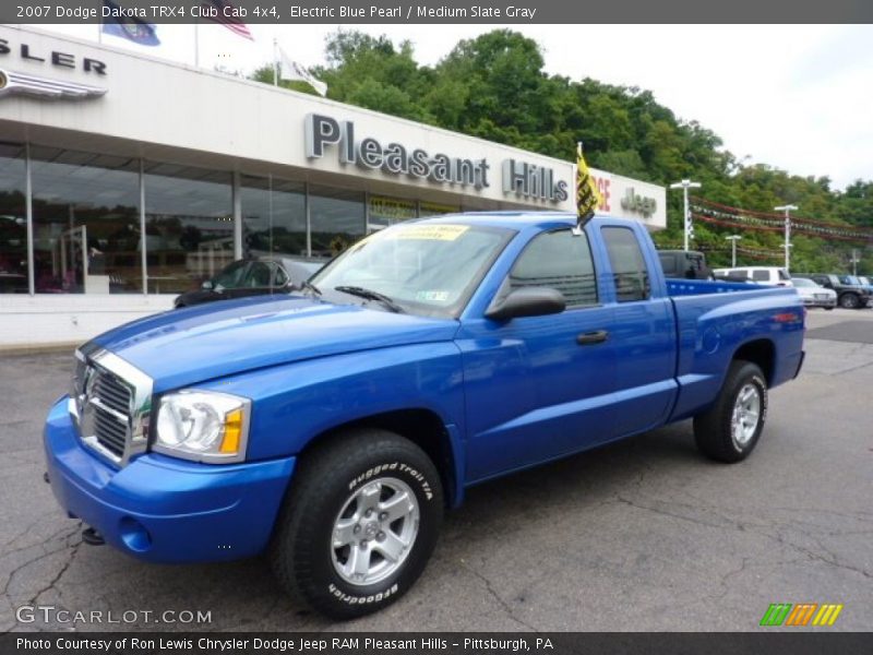 Electric Blue Pearl / Medium Slate Gray 2007 Dodge Dakota TRX4 Club Cab 4x4
