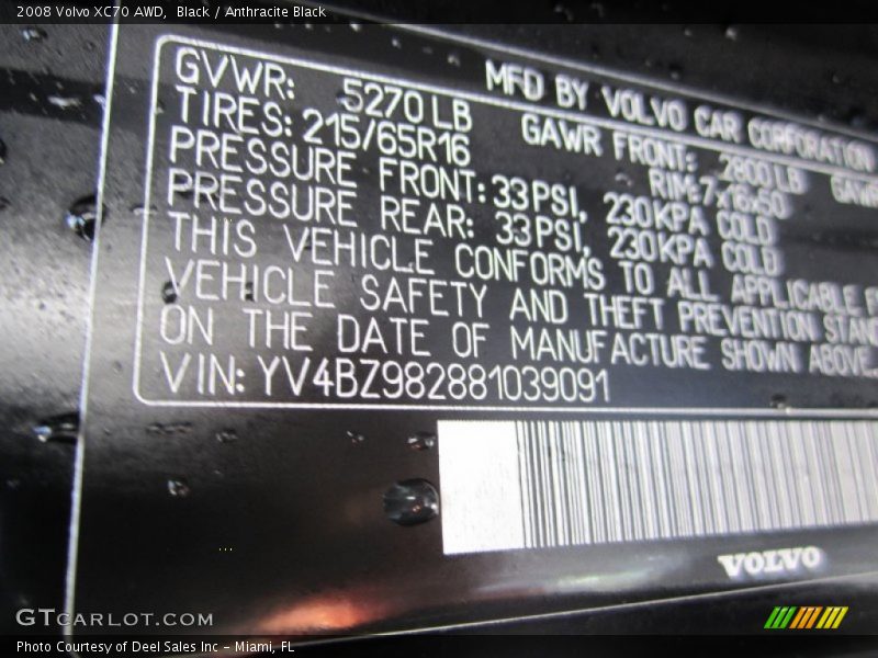 Black / Anthracite Black 2008 Volvo XC70 AWD