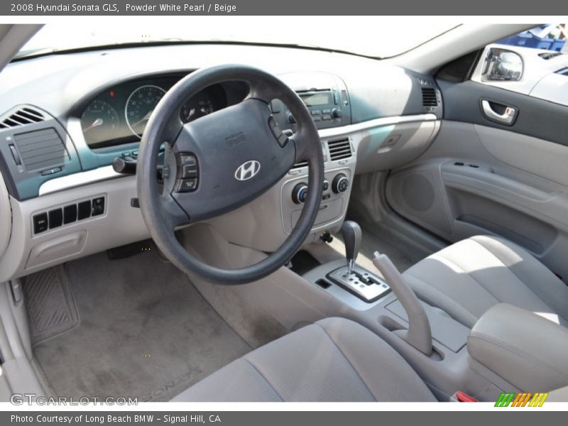 Powder White Pearl / Beige 2008 Hyundai Sonata GLS