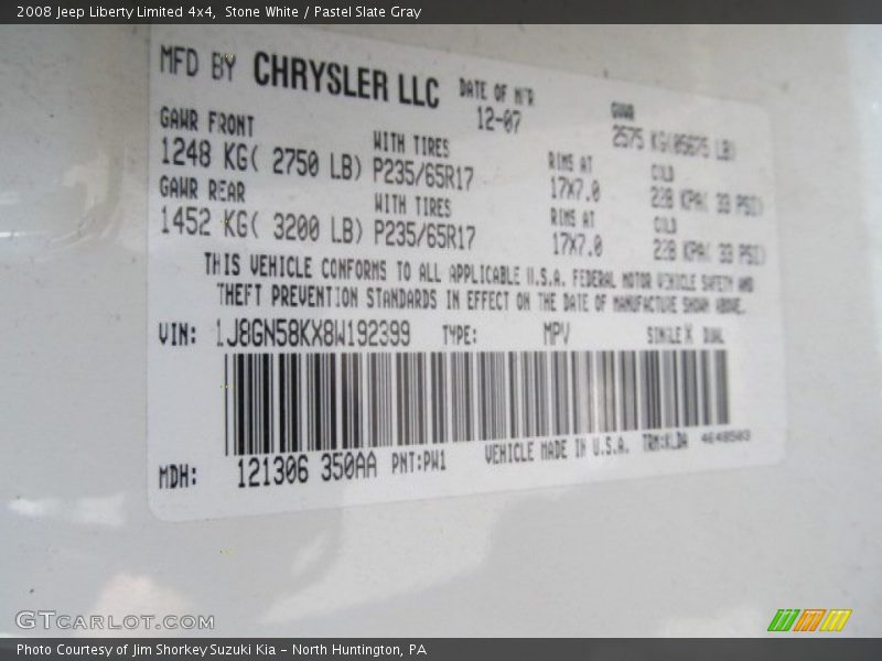 Stone White / Pastel Slate Gray 2008 Jeep Liberty Limited 4x4