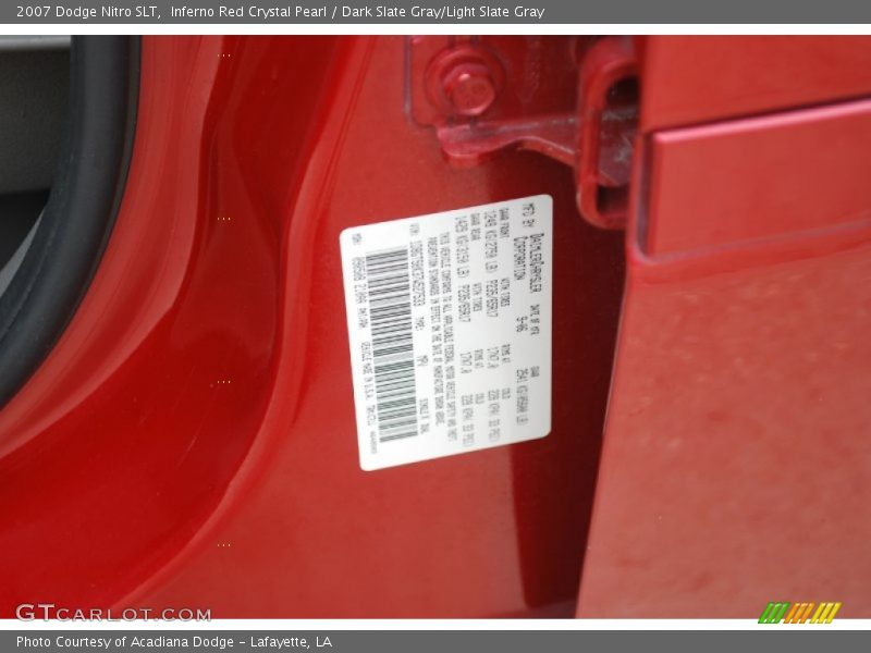 Inferno Red Crystal Pearl / Dark Slate Gray/Light Slate Gray 2007 Dodge Nitro SLT