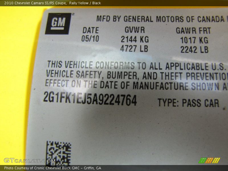 Rally Yellow / Black 2010 Chevrolet Camaro SS/RS Coupe