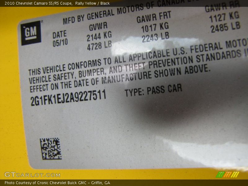 Rally Yellow / Black 2010 Chevrolet Camaro SS/RS Coupe