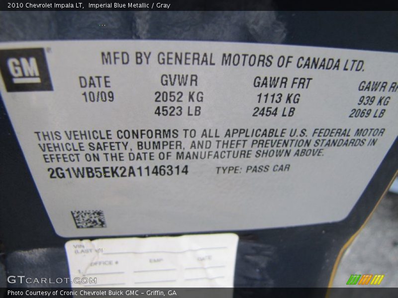 Imperial Blue Metallic / Gray 2010 Chevrolet Impala LT