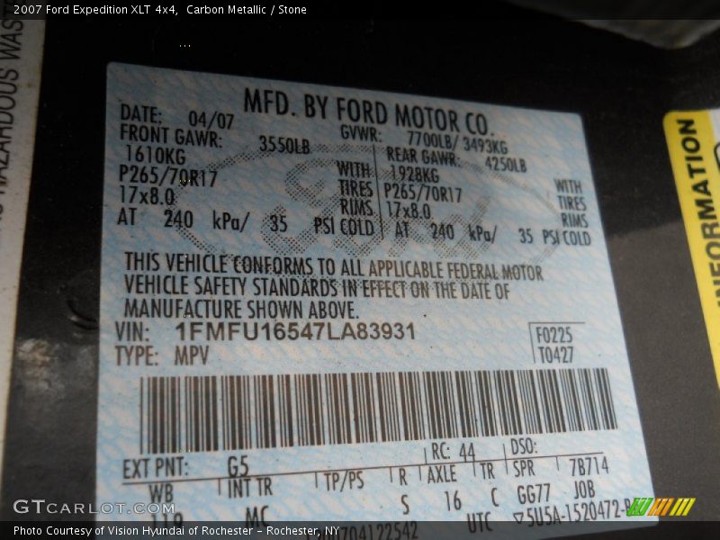 Carbon Metallic / Stone 2007 Ford Expedition XLT 4x4