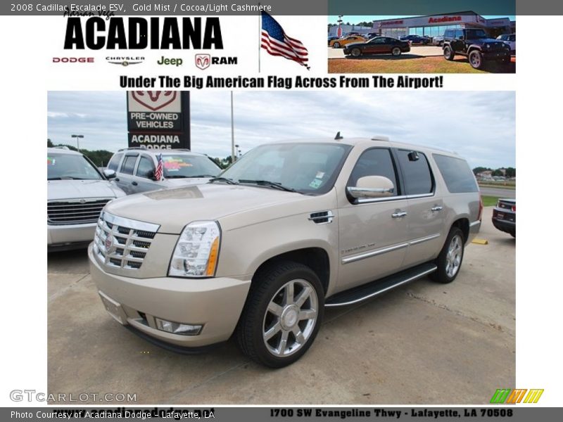Gold Mist / Cocoa/Light Cashmere 2008 Cadillac Escalade ESV