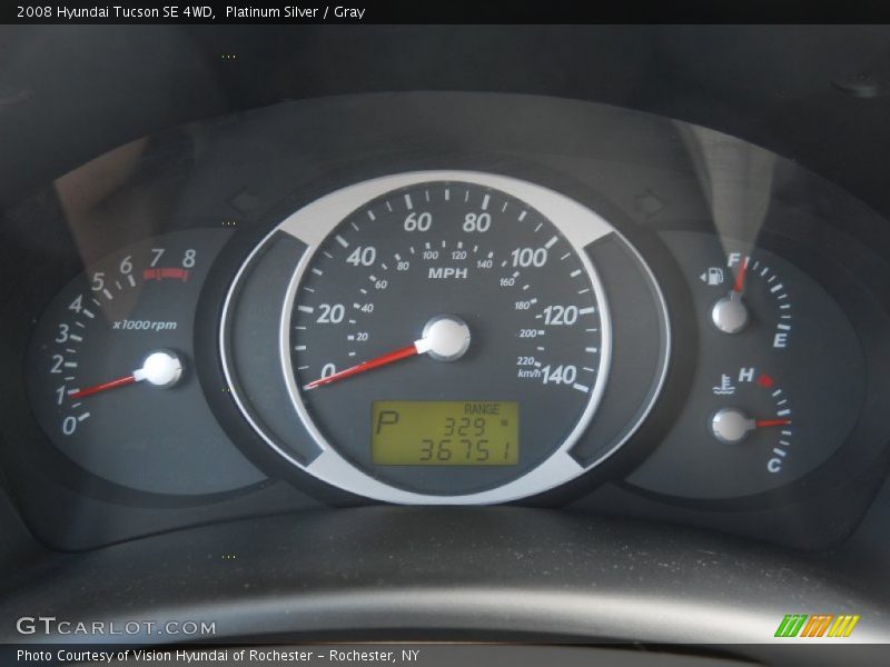 Platinum Silver / Gray 2008 Hyundai Tucson SE 4WD
