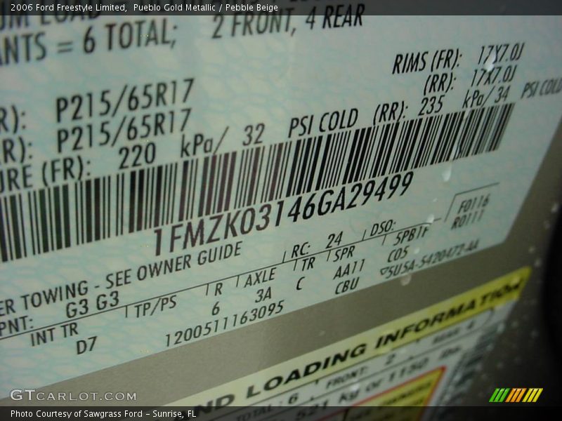 Pueblo Gold Metallic / Pebble Beige 2006 Ford Freestyle Limited