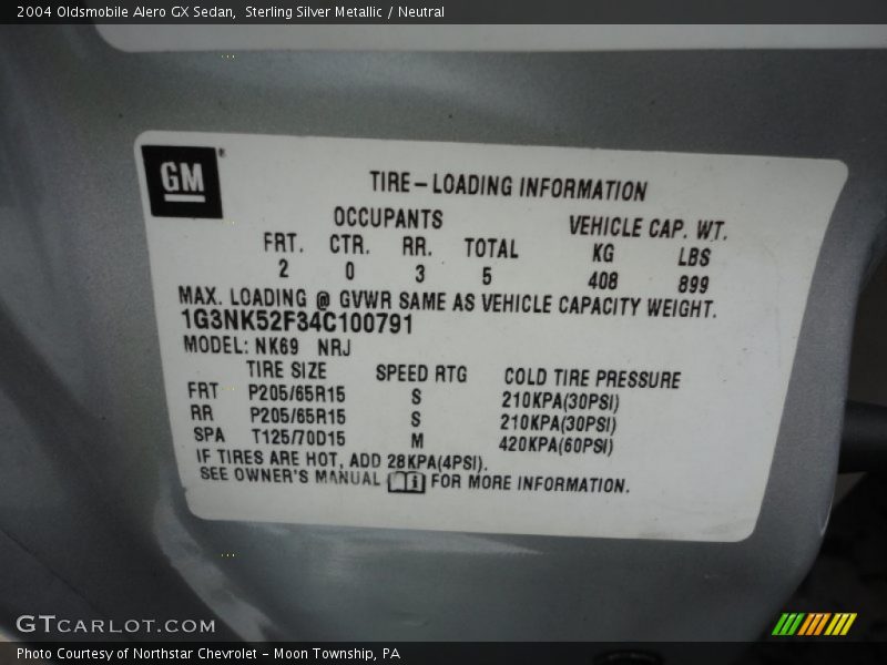 Sterling Silver Metallic / Neutral 2004 Oldsmobile Alero GX Sedan