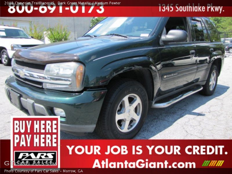 Dark Green Metallic / Medium Pewter 2003 Chevrolet TrailBlazer LS