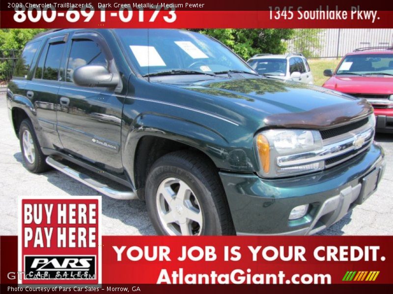 Dark Green Metallic / Medium Pewter 2003 Chevrolet TrailBlazer LS