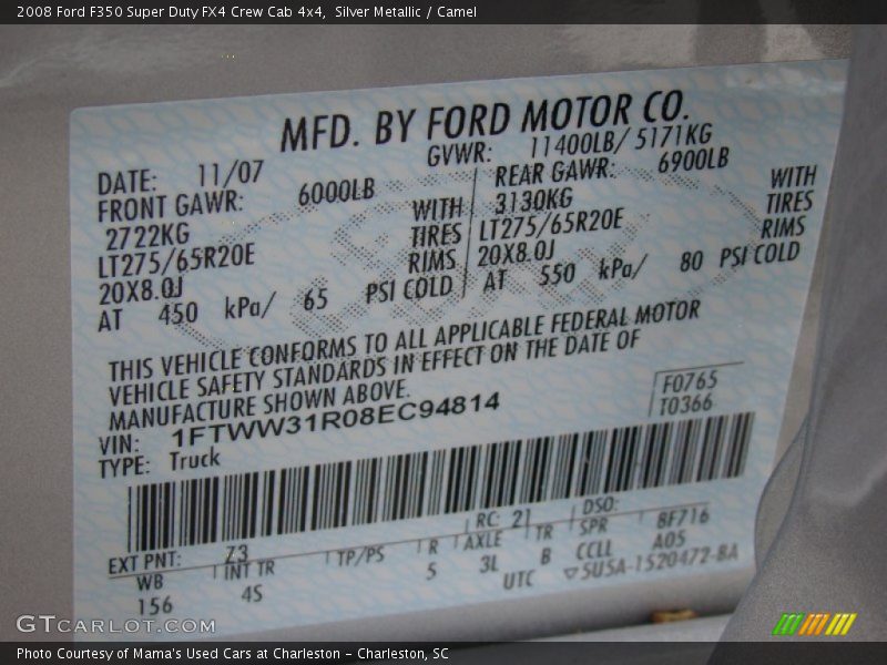 Silver Metallic / Camel 2008 Ford F350 Super Duty FX4 Crew Cab 4x4