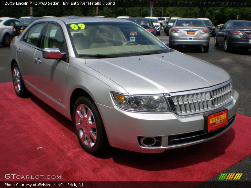 Brilliant Silver Metallic / Sand 2009 Lincoln MKZ AWD Sedan