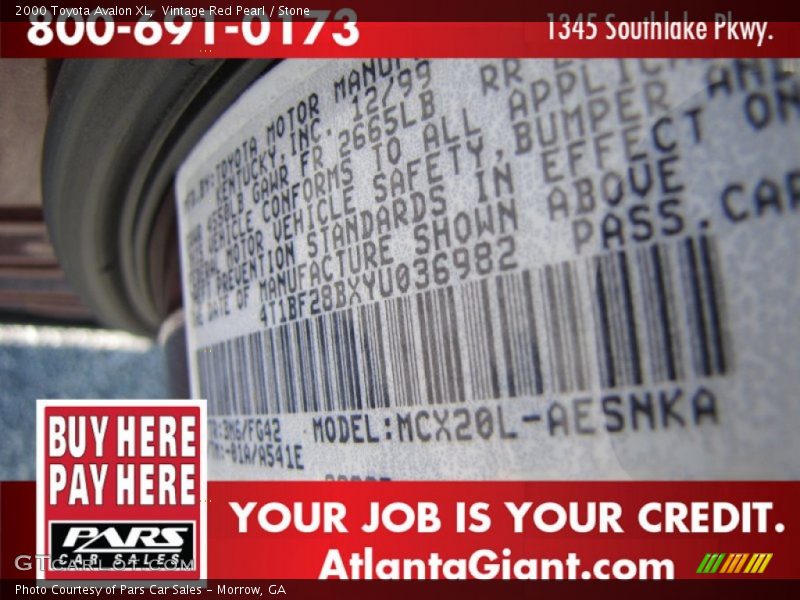 Vintage Red Pearl / Stone 2000 Toyota Avalon XL