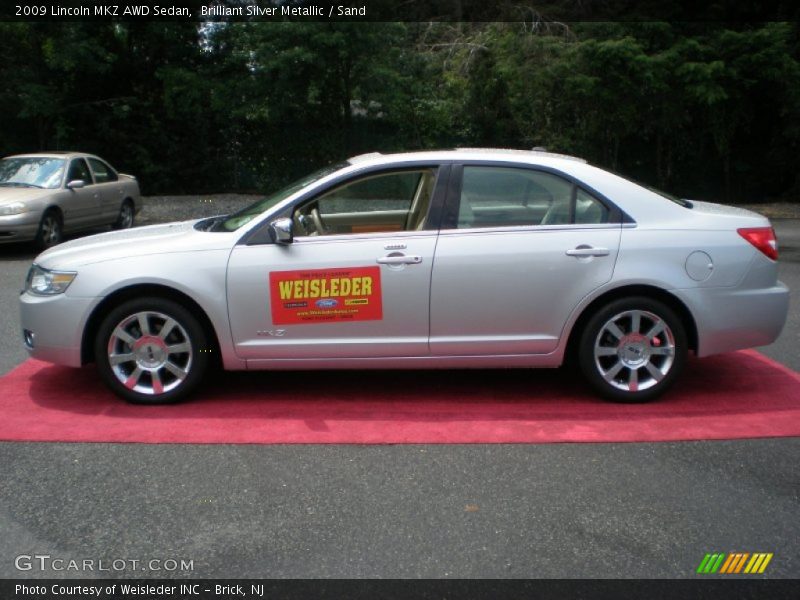 Brilliant Silver Metallic / Sand 2009 Lincoln MKZ AWD Sedan