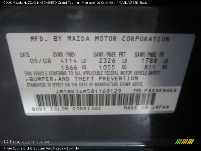 Metropolitan Gray Mica / MAZDASPEED Black 2008 Mazda MAZDA3 MAZDASPEED Grand Touring