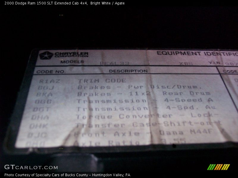 Bright White / Agate 2000 Dodge Ram 1500 SLT Extended Cab 4x4
