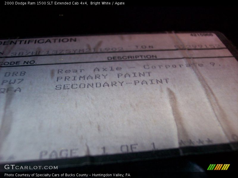 Bright White / Agate 2000 Dodge Ram 1500 SLT Extended Cab 4x4