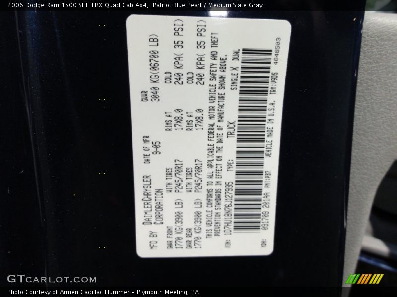 Patriot Blue Pearl / Medium Slate Gray 2006 Dodge Ram 1500 SLT TRX Quad Cab 4x4
