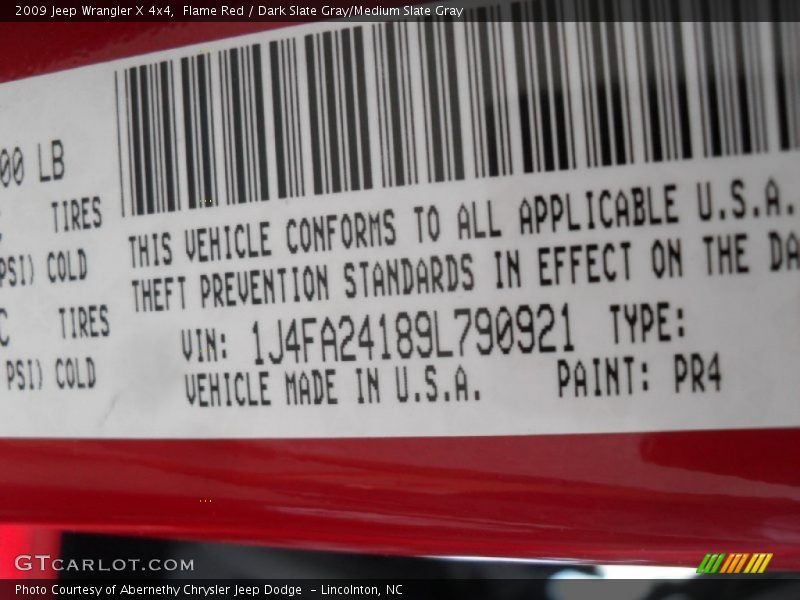 Flame Red / Dark Slate Gray/Medium Slate Gray 2009 Jeep Wrangler X 4x4