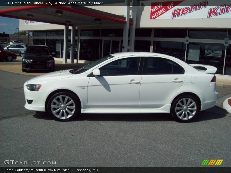 Wicked White Metallic / Black 2011 Mitsubishi Lancer GTS