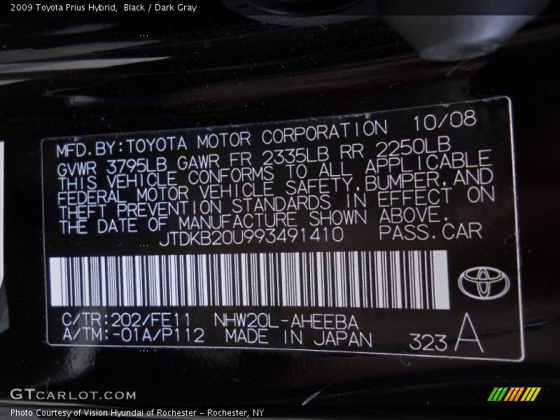 Black / Dark Gray 2009 Toyota Prius Hybrid