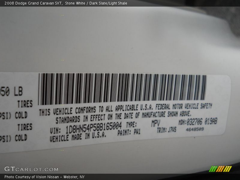 Stone White / Dark Slate/Light Shale 2008 Dodge Grand Caravan SXT
