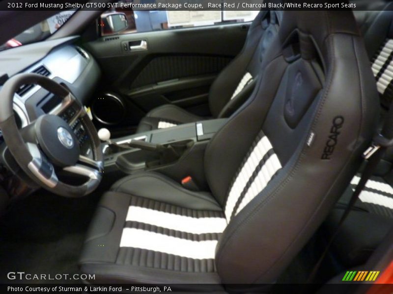  2012 Mustang Shelby GT500 SVT Performance Package Coupe Charcoal Black/White Recaro Sport Seats Interior