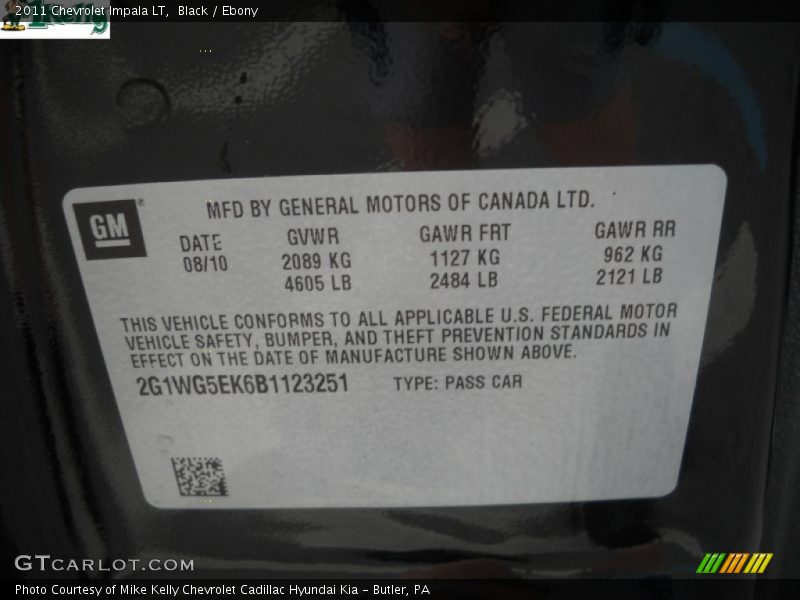 Black / Ebony 2011 Chevrolet Impala LT