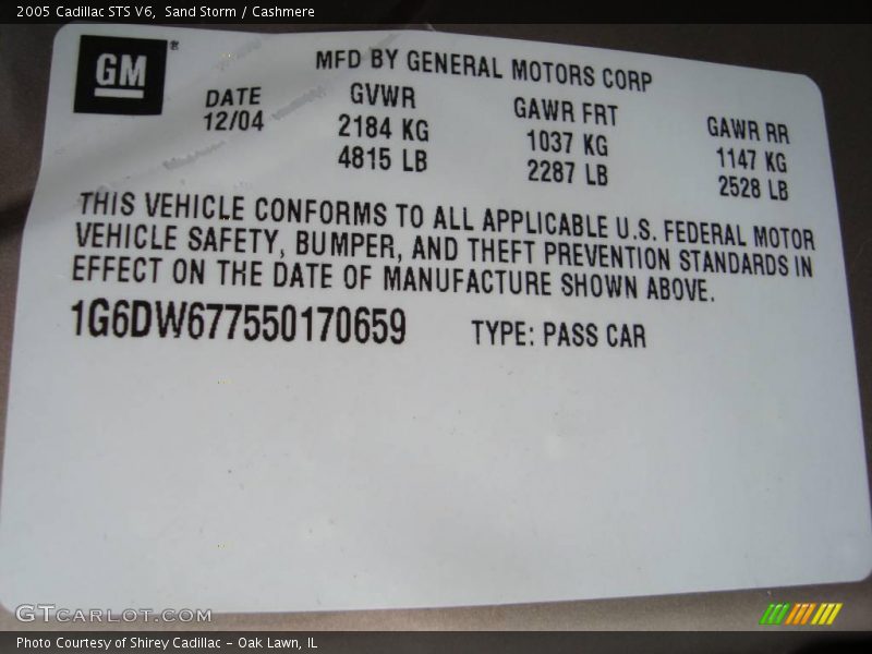 Sand Storm / Cashmere 2005 Cadillac STS V6