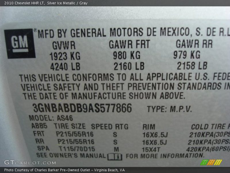 Silver Ice Metallic / Gray 2010 Chevrolet HHR LT