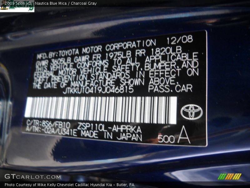 Nautica Blue Mica / Charcoal Gray 2009 Scion xD