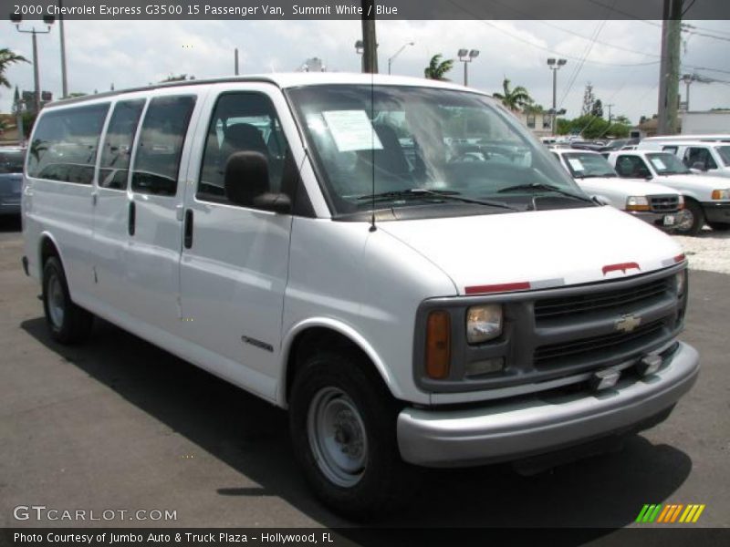 Summit White / Blue 2000 Chevrolet Express G3500 15 Passenger Van