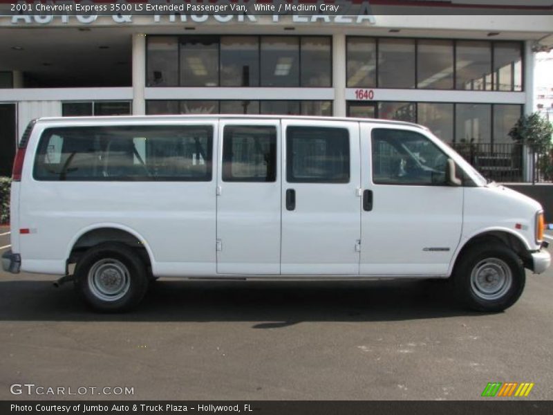 White / Medium Gray 2001 Chevrolet Express 3500 LS Extended Passenger Van