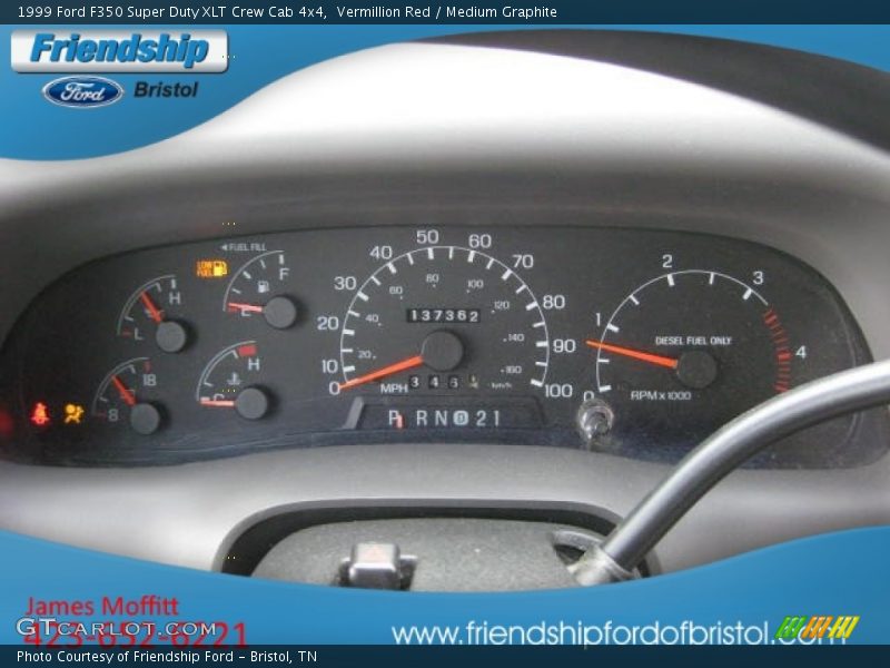 Vermillion Red / Medium Graphite 1999 Ford F350 Super Duty XLT Crew Cab 4x4