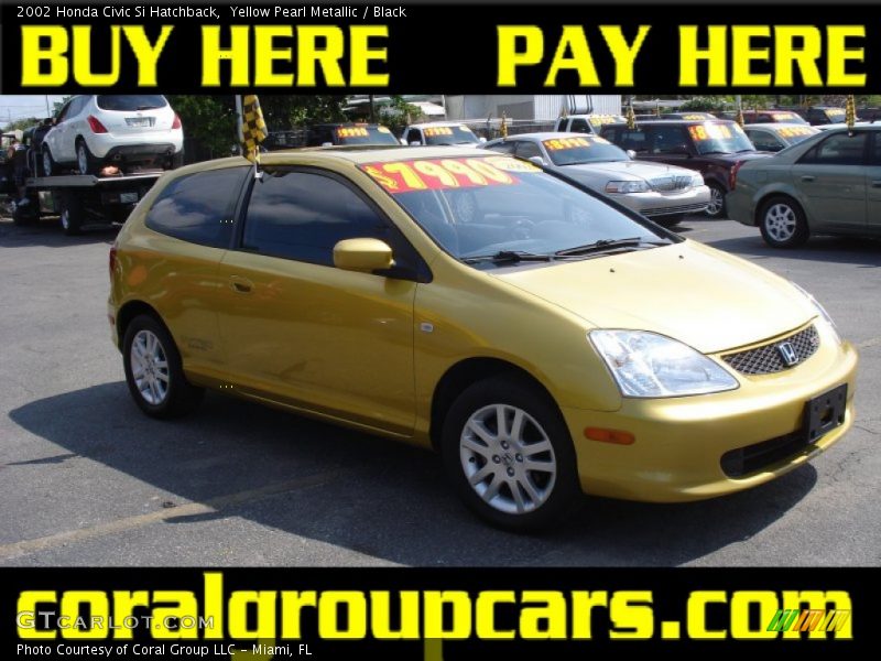 Yellow Pearl Metallic / Black 2002 Honda Civic Si Hatchback