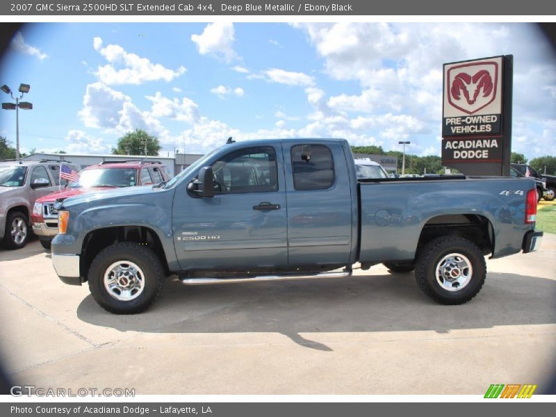 Deep Blue Metallic / Ebony Black 2007 GMC Sierra 2500HD SLT Extended Cab 4x4