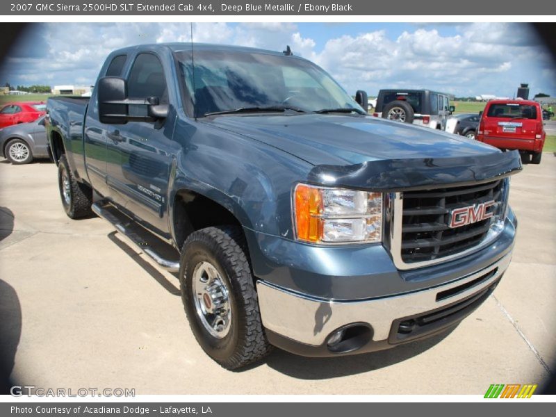 Deep Blue Metallic / Ebony Black 2007 GMC Sierra 2500HD SLT Extended Cab 4x4