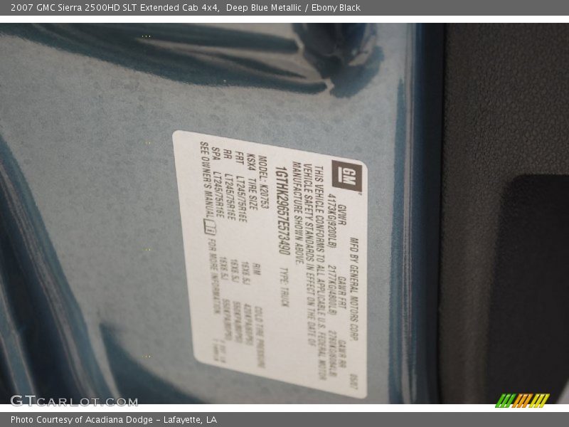 Deep Blue Metallic / Ebony Black 2007 GMC Sierra 2500HD SLT Extended Cab 4x4