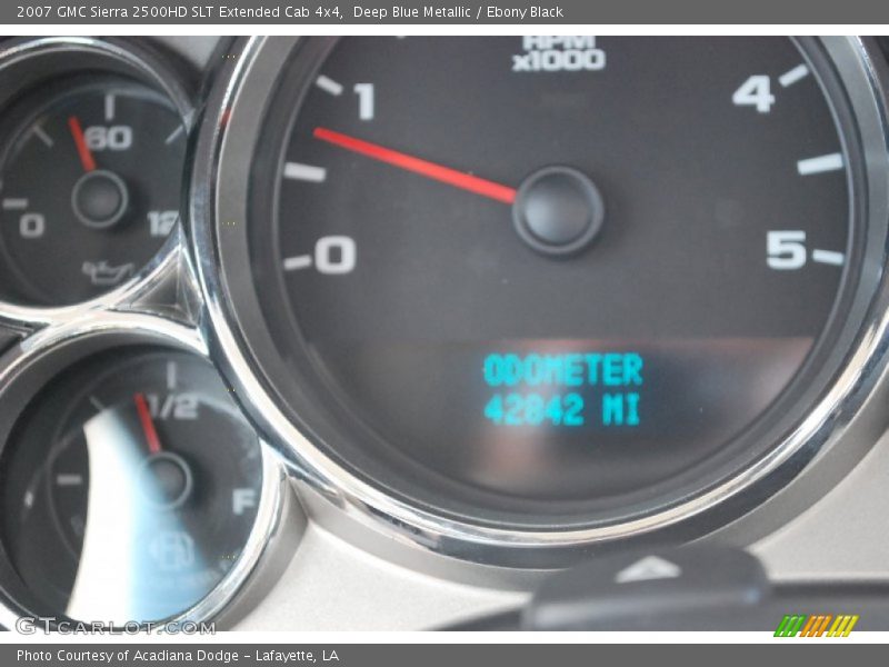 Deep Blue Metallic / Ebony Black 2007 GMC Sierra 2500HD SLT Extended Cab 4x4