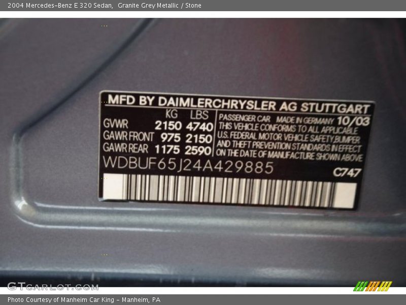Granite Grey Metallic / Stone 2004 Mercedes-Benz E 320 Sedan