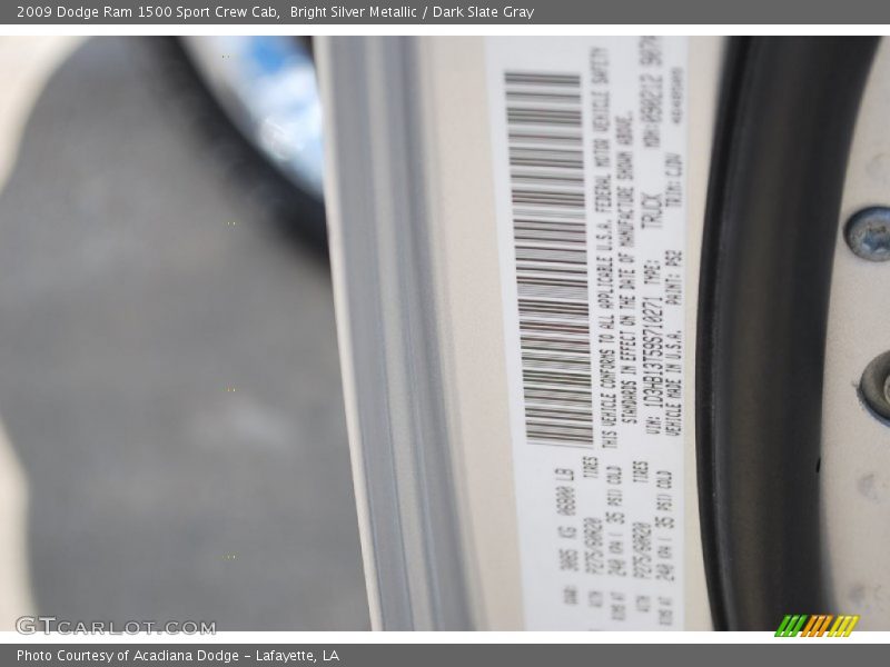 Bright Silver Metallic / Dark Slate Gray 2009 Dodge Ram 1500 Sport Crew Cab