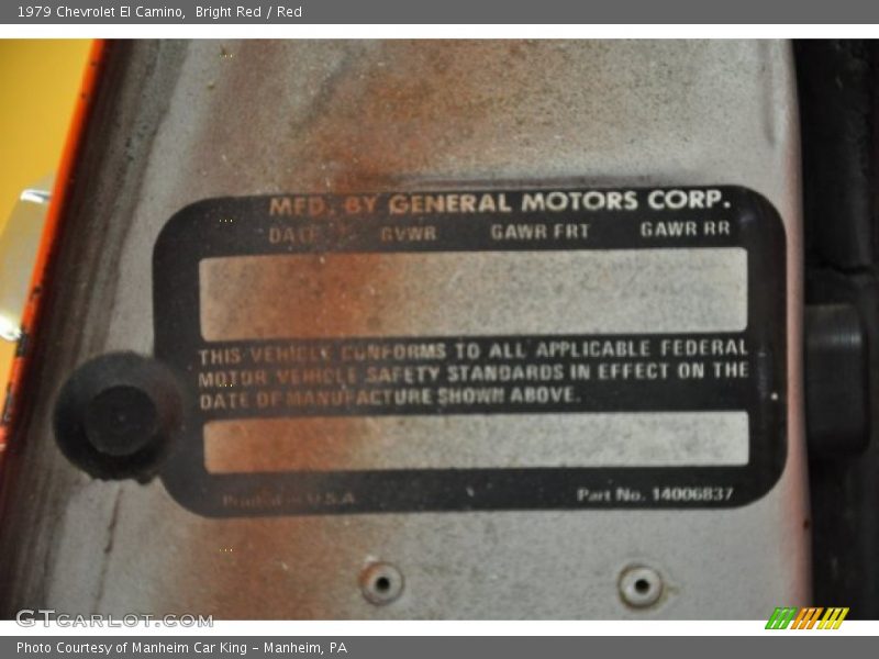 Bright Red / Red 1979 Chevrolet El Camino
