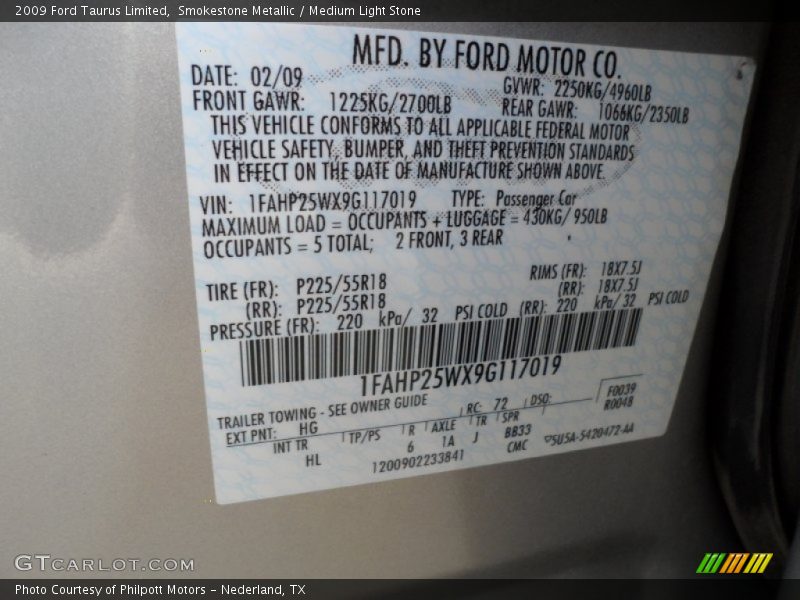 Smokestone Metallic / Medium Light Stone 2009 Ford Taurus Limited