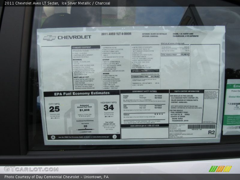 Ice Silver Metallic / Charcoal 2011 Chevrolet Aveo LT Sedan