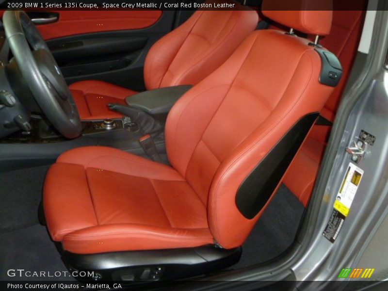 Space Grey Metallic / Coral Red Boston Leather 2009 BMW 1 Series 135i Coupe