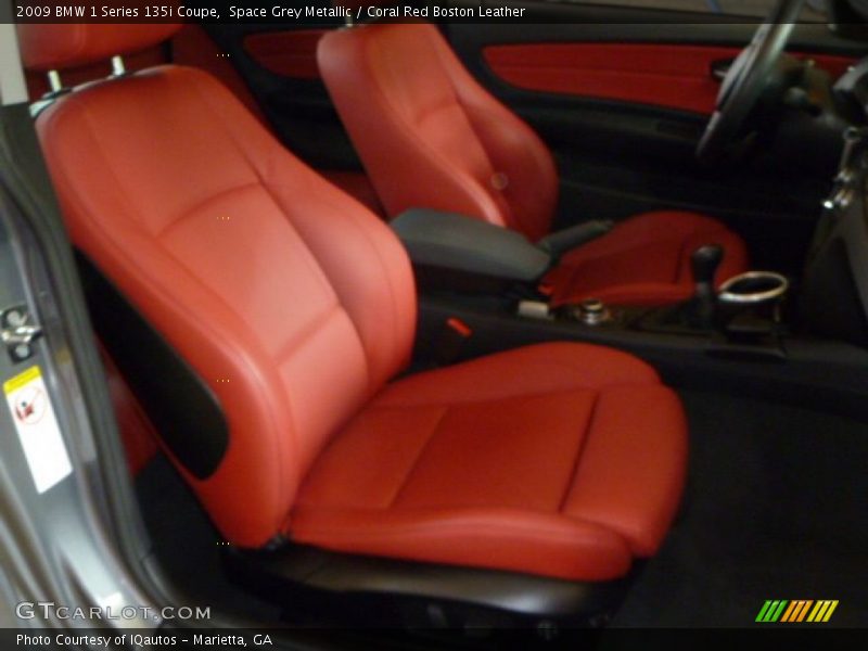 Space Grey Metallic / Coral Red Boston Leather 2009 BMW 1 Series 135i Coupe