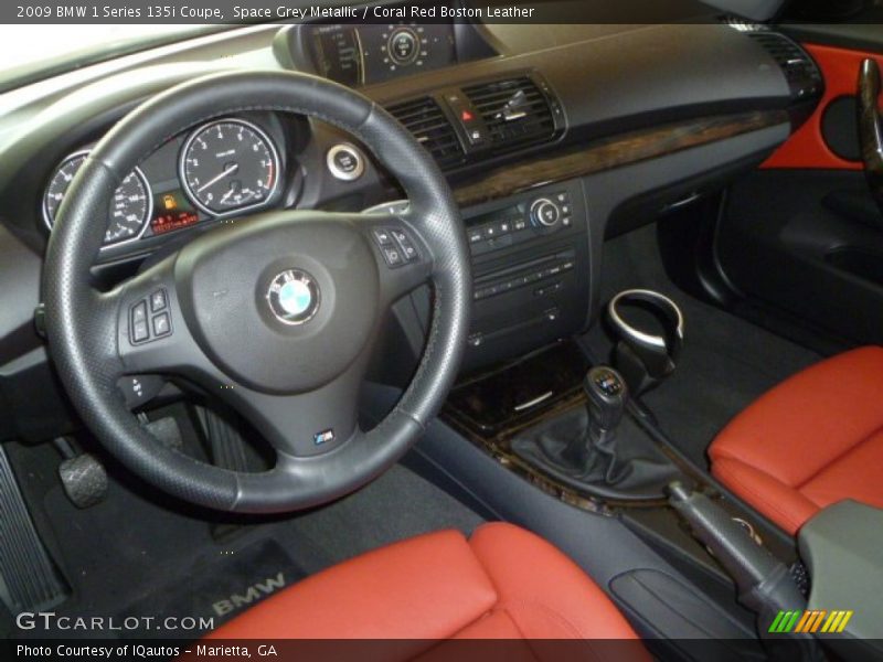 Space Grey Metallic / Coral Red Boston Leather 2009 BMW 1 Series 135i Coupe