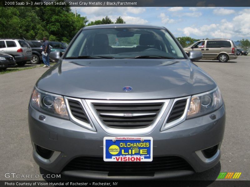Steel Gray Metallic / Black/Parchment 2008 Saab 9-3 Aero Sport Sedan
