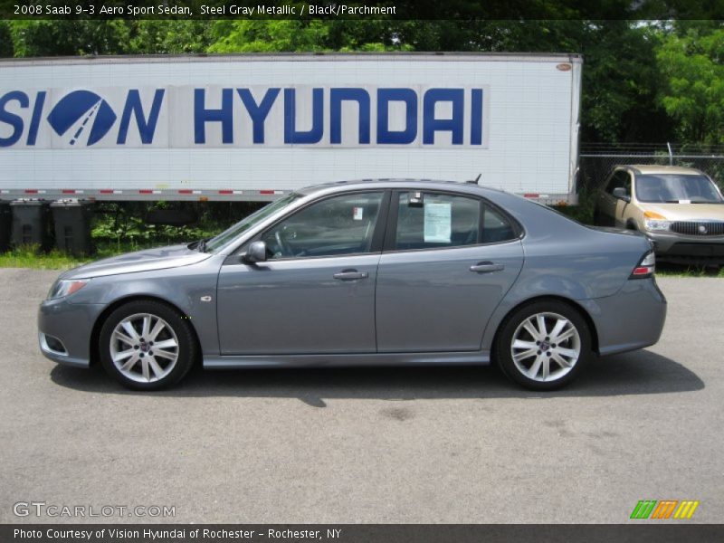 Steel Gray Metallic / Black/Parchment 2008 Saab 9-3 Aero Sport Sedan